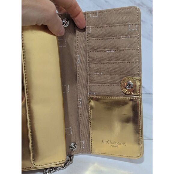 Liz Claiborne New York Women's Shiny Gold Cross Body Wallet - Picture 5 of 8